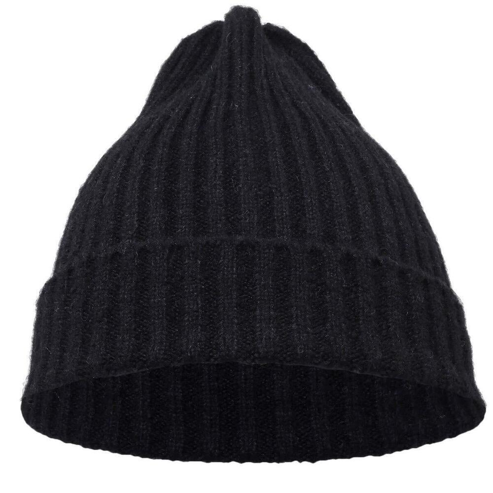 5637 Cuffed Beanie Hats ,Warm Stretchy Ski Hat Knitted Slouchy Cap,02-Black